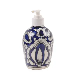JAIPUR BLUE POTTERY Ceramic Hand wash Liquid Soap Dispenser | Handmade Shampoo Dispenser | Lotion Dispenser | Gel Dispenser | Purple | 300 ML