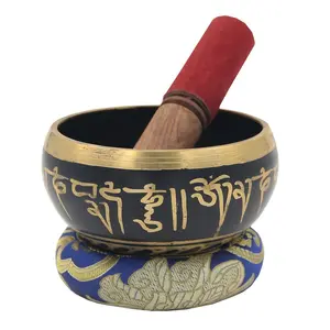 TIBETAN RITUAL CURTAIN Tibetan Meditation Om Mani Padme Hum Peace Singing Bowl With Mallet