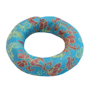 Silk Brocade Ring Cushion Pillow for Tibetan Singing Bowl Hand Made Nepal (Turquoise)