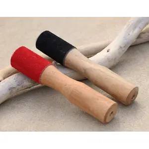 Tibetan Hand Carved Suede 2 In 1 Wooden Singing Bowl Striker Beater Mallet (Red and Black)