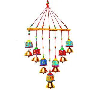 RAJASTHANI PUPPETS Rajasthan Handcrafted Wind Chimes Door/ Wall Hangings (V Shape Small Bell)