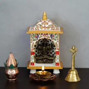 RAJASTHANI MARBLE HANDICRAFTS Premium Designer Gold Work Painting Marble Home Temple (7.00 Inch)