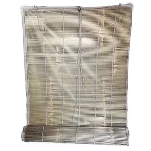 RAJASTHANI PUPPETS Bamboo Solid Curtain 3 x 5 feet Beige Pack of 1 Cordless