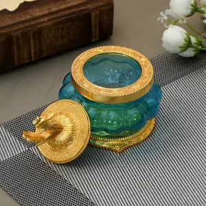RAJASTHANI METAL HANDICRAFTS Metal Pot Kuber Laxmi Ji Pot for Pooja and Home Temple Sky Blue (9x11CM)