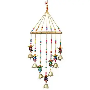 WOOD CRAFTS OF RAJASTHAN Multicolor Kalash Wind Chimes Wall Hanger || Gift for Clients Customers Family & Friends Home Office Thank You Gift House Warming New Year Promotion Gift