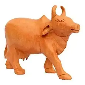 WOOD CRAFTS OF RAJASTHAN Wooden Handcarved kamdhenu Cow Figure | God Idol/Murti/Figurines/Idol is Best Gift for Home Wedding Gift House Warming Office/Shop Inauguration Festive Occasions