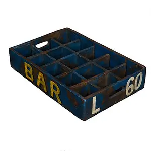 Ace serve painted wooden trays (Blue)