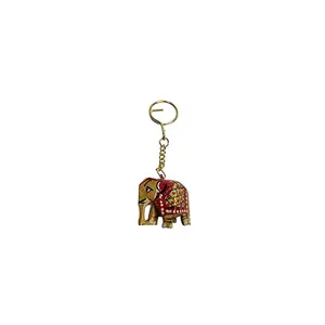 WOOD CRAFTS OF RAJASTHAN Wooden Netted Jali Elephant Keychain or Key Ring for Bags/Hand Bags/Clutch II Anti Accident Challe II Key Chains for Bike Car