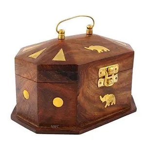 WOOD CRAFTS OF RAJASTHAN Handmade Wooden Jewellery Box for Women Jewel Organizer Elephant Decor 6 Inches