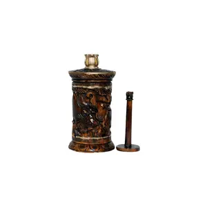 WOOD CRAFTS OF RAJASTHAN Handmade Wooden Antique Design Cigarette Holder Cigarette Case (Dark-Brown)