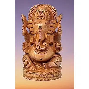 WOOD CRAFTS OF RAJASTHAN Handicraft Ganpati Ganesh Wooden Showpices || Gift for Clients Customers Family & Friends Home Office Thank You Gift House Warming New Year Promotion Gift