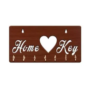 WOOD CRAFTS OF RAJASTHAN Wooden Key & Mobile Holder with 7 Hooks || Gift for Clients Customers Family & Friends Home Office Teachers Gift Thank You Gift House Warming New Year Promotion.