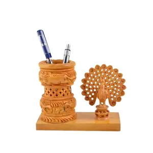 WOOD CRAFTS OF RAJASTHAN Wooden Pen Stand/Holder || Gift For Clients Customers Family & Friends Home Office Teachers Gift Thank You Gift House Warming New Year Promotion.