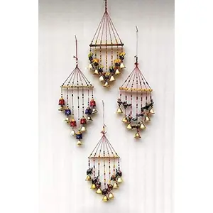 WOOD CRAFTS OF RAJASTHAN Rajasthani Traditional Beautiful Handmade Multicolor Wind Chime || Gift for Family & Friends Home Office Thank You Gift House Warming New Year Promotion Gift