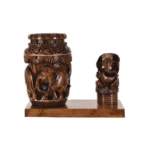 WOOD CRAFTS OF RAJASTHAN Handmade Wooden Pen Stand || Gift For Clients Customers Family & Friends Home Office Teachers Gift Thank You Gift House Warming New Year Promotion.