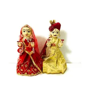 BIKANER GANGAUR IDOL Wood Handmade Isar Gangaur Idol Standard Multicolour 1 Pair