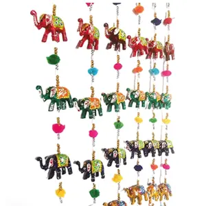 WOOD CRAFTS OF RAJASTHAN Rajasthani Handmade Elephant Hanging Toran || Gift for Clients Customers Family & Friends Home Office Thank You Gift House Warming New Year Promotion Gift