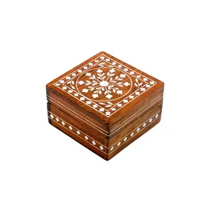 TARAKASHI Wooden Jewellery Box for Women Jewel Organizer Handcrafted/Handicraft Gift Items - 4 Inch x 4 inch Small(Brown)
