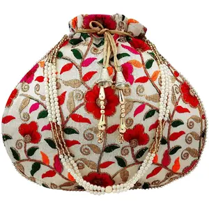 RAJASTHANI GOTA  PATTI PRODUCTS Designer Rajasthani Style Silk Potli Velvet with Bridal Purse with Gota Patti Pottly Purse Women handbag Handicrafts Handmade Decorative Pure Silk Jaipuri Resham Potlis