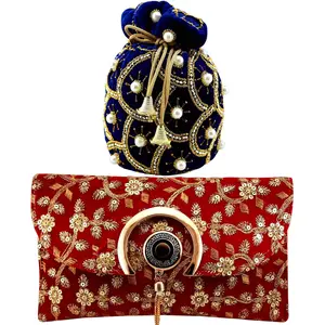 RAJASTHANI GOTA  PATTI PRODUCTS Designe Rajasthani Style Silk Potli Velvet with Bridal Purse Potli Purse Women handbag Handicrafts Handmade Decorative Pure Silk Jaipuri Clutch Gifting Potlis Royal Clutch