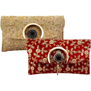 RAJASTHANI GOTA  PATTI PRODUCTS Designer Rajasthani Style Royal Clutch Velvet Women handbag Clutch Gifting Tree RAJASTHANI GOTA  PATTI PRODUCTS Handicrafts Handmade Decorative Pure