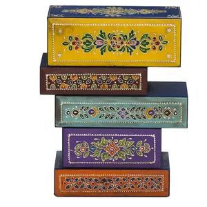 WOOD CRAFTS OF RAJASTHAN Wooden Decorative Box (22.86 cm x 10.795 cm x 27.94 cm Set of 5)