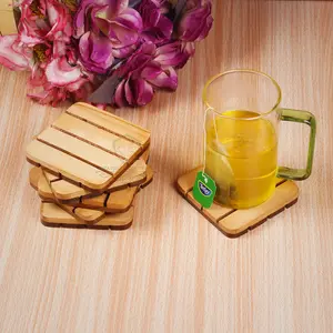 WOOD CRAFTS OF RAJASTHAN Wooden Tea Coasters Set of 6 with Stand Coasters for Office Coffee Mugs Coasters foe Decoration Multipurpose Coasters Set for Home & Table Decor