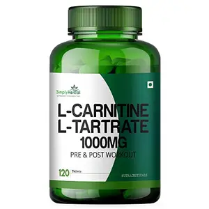 Simply Herbal L -Carnitine With L Tartrate Tablets 1000mg Pre Workout Supplement for Muscle Recovery & Weight Management Enriched With Essential Amino Acids promotes Heart Health For Men & Women (120 Tablets)