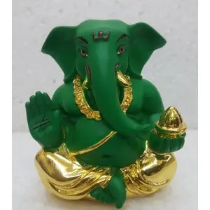 CHURU SILVERWARE Ceramic Lord Ganesh Idol 4.5x4x3cm Gold