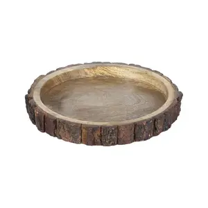 CHURU SILVERWARE Rustic Luxuria Indian Rosewood Pizza Plate or Serving Tray I Round I Large I 10 inches