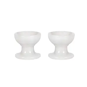 CHURU SILVERWARE Pearl White Diya Set of 2 Handcrafted Marble