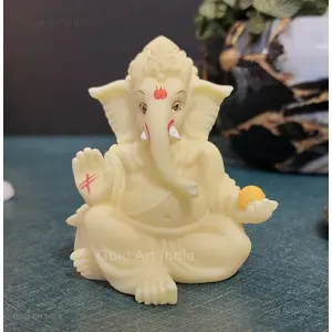 CHURU SILVERWARE Gaddi Ganesha Premium polyresin Lord Ganesha for Car Dashboard Ganesha Ganpati Idol God of Success and Luck