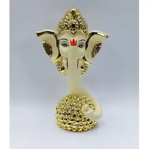 CHURU SILVERWARE Ceramic Lord Ganesh Idol 9x5x5 cm Gold