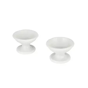 CHURU SILVERWARE Pearl White Diya Set of 2 - Large - Handcrafted Marble