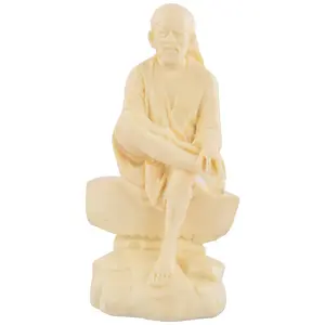 CHURU SILVERWARE Handicrafts Shirdi Saibaba Idol for Home/sai Nath Statue for Home and Office/Decorative Idols/Antique Gifts/puja Decor (10 cm x 8 cm x 19 cm Off-White)