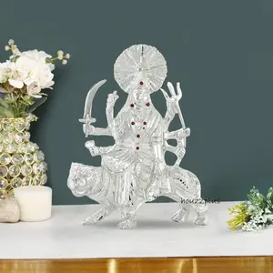 CHURU SILVERWARE Handicraft White Metal Durga Maa Idol Durga maa murti for Home Temple & Decor