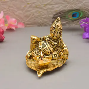 CHURU SILVERWARE Handicraft Kuber Deepam Diya with kuber Idol for Home Temple & Decor
