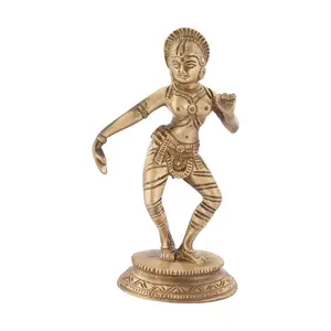CHURU SILVERWARE Brass Handicraft Kathakali Dancing Lady Showpiece (6 cm x 5 cm x 14 cm Gold)