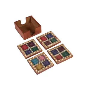 CHURU SILVERWARE Desert Gems Caoster Set II Wooden Handicraft - 4 Coasters