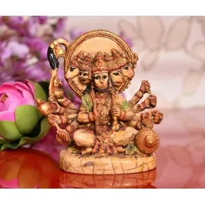 CHURU SILVERWARE polyresin panchmukhi Hanuman Idols 5 face Lord Hanuman (Multi Color 9 cm x 6 cm x 11 cm)