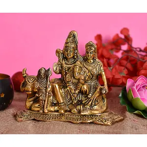 CHURU SILVERWARE Metal Shiva Parvati Idol Gold 1 Piece