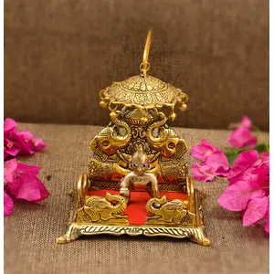 CHURU SILVERWARE Handicraft Laddu Gopal Singhasan with laddu Gopal/Laddu Gopal Singhasan