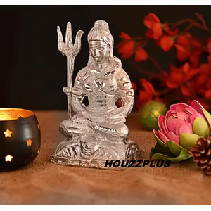 CHURU SILVERWARE Handicraft White Metal Shiva Idol/Shiv ji Murti for Home Decor Temple