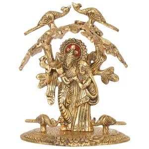 CHURU SILVERWARE Handicraft Radha Krishna Idol Showpiece Metal StatueSculpture(15 cm x 10 cm x 20 cm Gold)