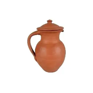 TERRACOTTA POTTERY OF RAJASTHAN Classic Handmade Natural Terracotta Clay Earthen Water Jug 1 Litre Water Storage/eco Friendly top Two Piece