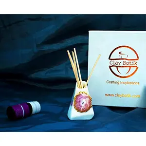 TERRACOTTA POTTERY OF RAJASTHAN Handmade Ceramic-Agate Stone Reed Diffusers Pink-Gift Box
