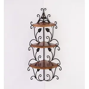 WROUGHT IRON CRAFTS Antique Floating Corner Wall Shelf Wall Bracket for Living Room Office Wall