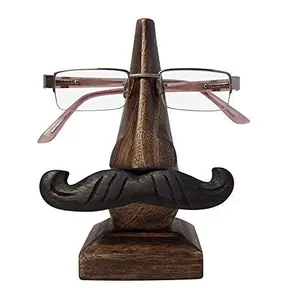 WROUGHT IRON CRAFTS Wooden Hand Crafted Nose Shaped Spectacle Specs Eyeglass Holder with Mustaches
