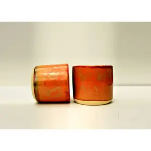 TERRACOTTA POTTERY OF RAJASTHAN Handmade Ceramic-Orange Ceramic Tea Cup-Set of 2