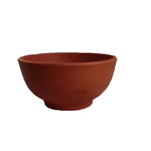 TERRACOTTA POTTERY OF RAJASTHAN Terracotta Organic Clay (Dinnar/Soup/Dessert/Serving) Bowl It is Good for microweve Oven (15X7.5 cm_Brown)